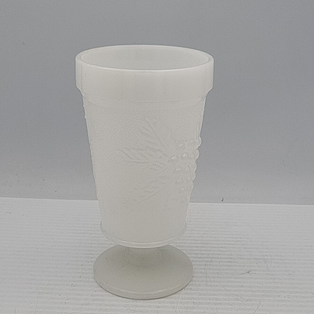 Fire King Anchor Hocking Vintage Stippled White Milk Glass Goblet Grape Cluster